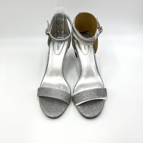 Bandolino Womens Size 8.5 Silver Sparkly Stiletto Dress Sandals Heels Shoes - Picture 2 of 12
